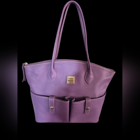 Dooney & Bourke Purple Leather Tote Bag - Picture 3 of 11